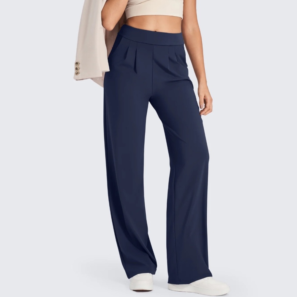 G4Free Navy ShiftReady High-Waist Work Wide Leg Pants Size Small